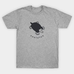 Chonky mole. minimal art of a cute furry potato in dark ink T-Shirt